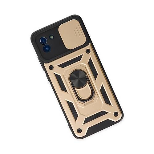 Galaxy A03 K�l�f Pars Lens Y�z�kl� Silikon - Gold