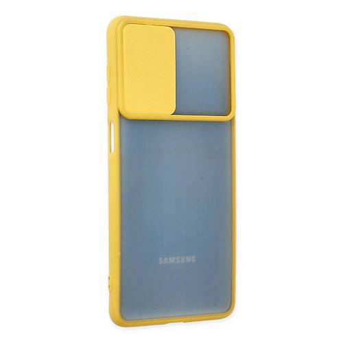 Galaxy M52 5G K�l�f Palm Buzlu Kamera S�rg�l� Silikon - Sar�