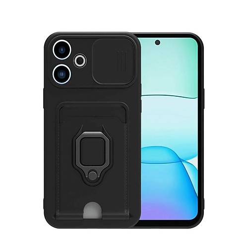 Redmi 13 4G K�l�f Zuma Kartvizitli Y�z�kl� Silikon - Siyah