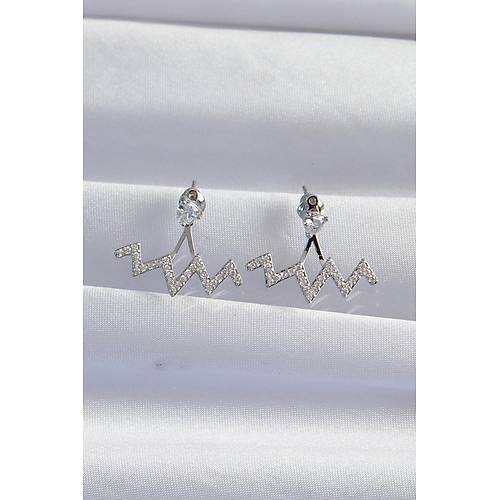 Pirin� G�m�� Renk Zirkon Ta�l� Zikzak K�pe