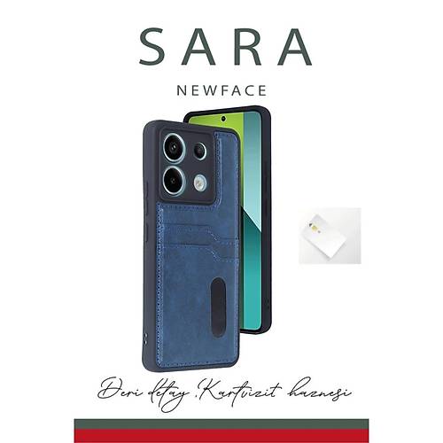 Redmi Note 13 Pro 5G K�l�f Sara Kartvizitli Deri K�l�f - Siyah