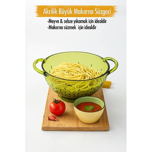 Akrilik Ye�il Makarna S�zge�i & Sebze Meyve S�zge�i