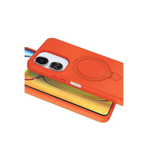 Redmi 13C Regal Magsafe Standl� Kapak - Turuncu