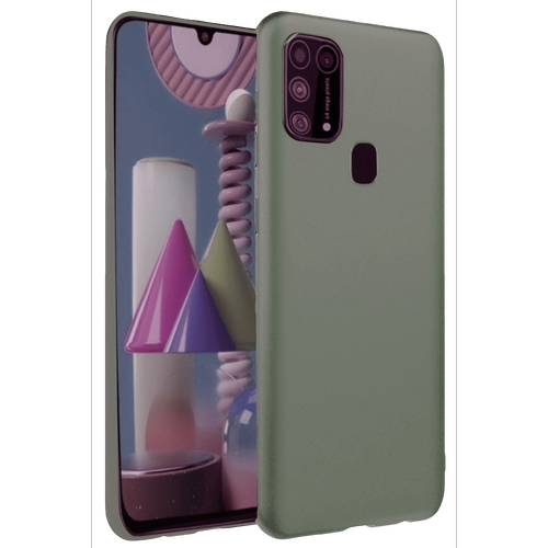 Galaxy M31 K�l�f Nano i�i Kadife Silikon - Koyu Ye�il
