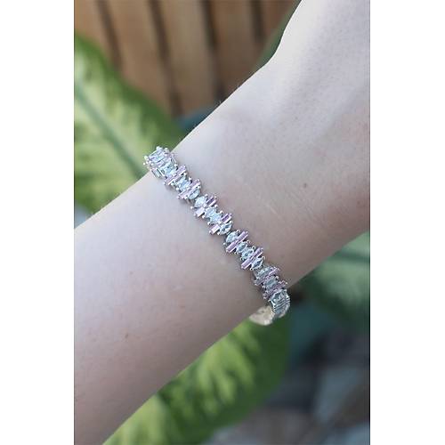 Vip Seri Pirin� Pembe Zirkon Ta�l� G�m�� Renk Baget Model Bileklik