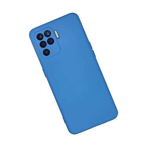 Reno 5 Lite K�l�f Nano i�i Kadife Silikon - Mavi