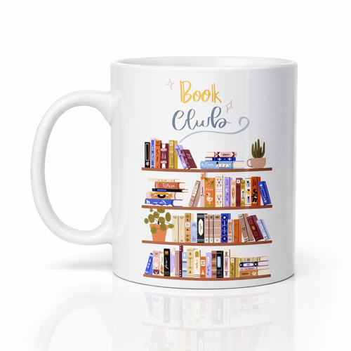 Book Club Temal� Kupa Model 243 Kitap Severler ��in Tasar�m Bask�l� Seramik Kahve Kupas�