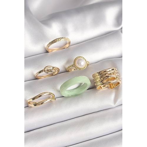 Pirin� Gold Renk D���m Model �ncili ��lemeli Plaka Model 6'L� Kad�n Y�z�k Seti