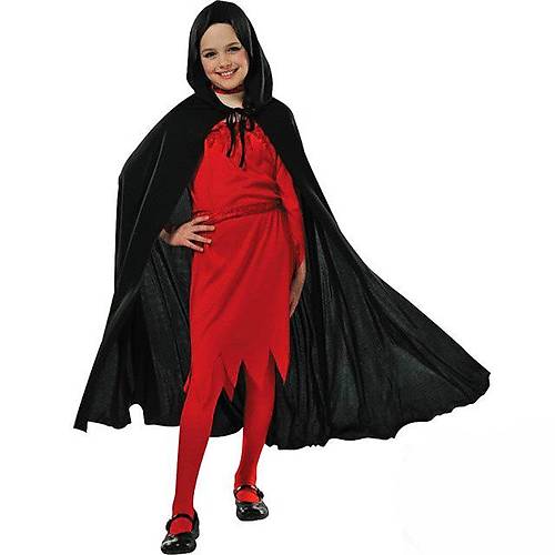 Kap�onlu Siyah Pelerin - �apkal� Pelerin 90 cm