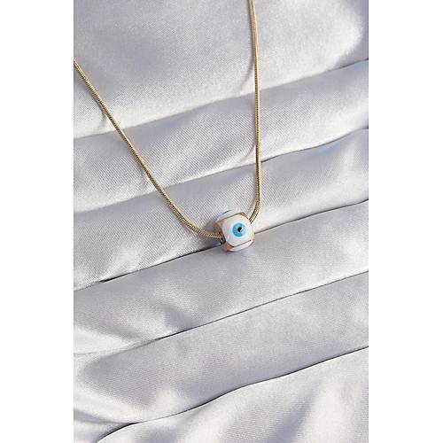 316L �elik Gold Renk Mineli Nazar Model Kolye