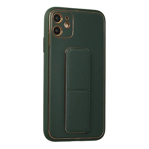 iPhone 12 K�l�f Coco Deri Standl� Kapak - Ye�il