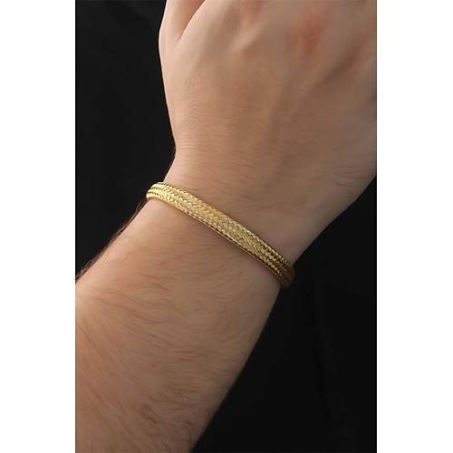 316L �elik Alt�n Renk Has�r G�r�n�m Erkek Bileklik