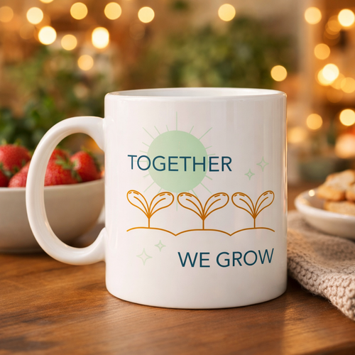 Together We Grow Tasar�ml� Porselen Kupa Model 38 � Sevgi Temal� �zel Hediye Kupas�