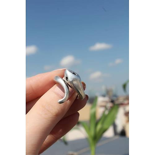 Metal Y�lan Fig�rl� Ayarlamal� Antik Y�z�k