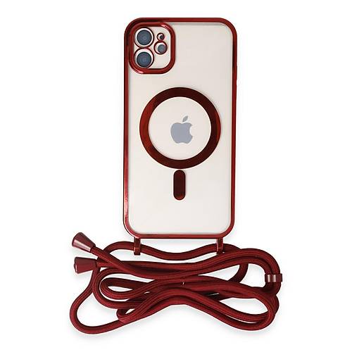 iPhone 11 K�l�f Divo Lazer Ask�l� Magsafe Kapak - K�rm�z�
