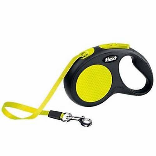 New Neon Otomatik �erit K�pek Gezdirme Tasmas� Medium 5 Mt Sar�