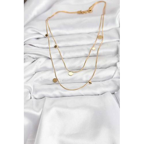 316L �elik Zincir Gold Renk Pullu Kad�n Kolye