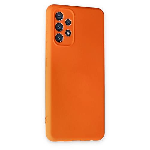 Galaxy A52 K�l�f Nano i�i Kadife Silikon - Turuncu