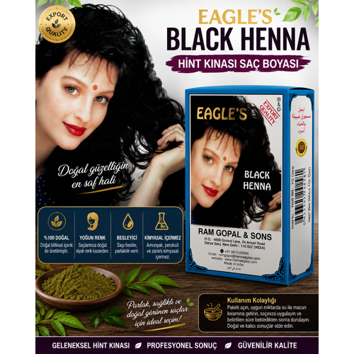 Black Henna Hint K�nas� Sa� Boyas� Siyah Renk 6�l� Kutu Do�al G�r�n�ml� Kal�c� Sa� Boyas�