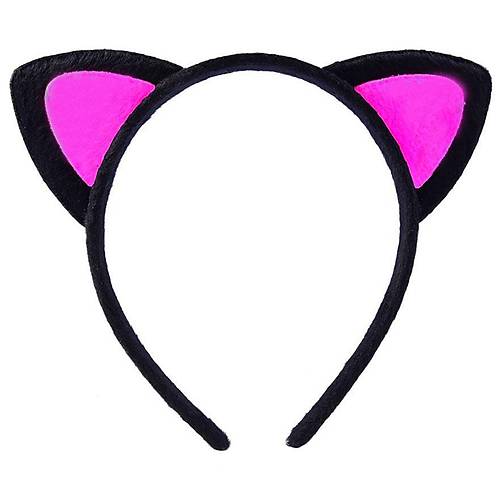 Sevimli Kedi Kulak Pofuduk Kedi Ta� Siyah ��i �eker Fu�ya Renk 17x15 cm