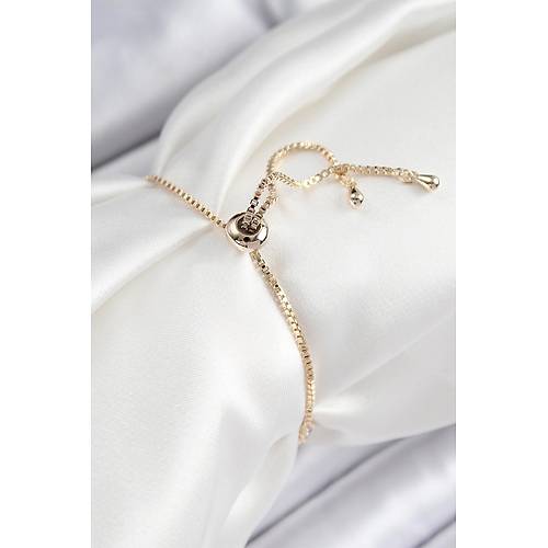Pirin� Zirkon Ta�l� Nazar Y�ld�z Model Gold Renk Asans�rl� Kad�n Bileklik