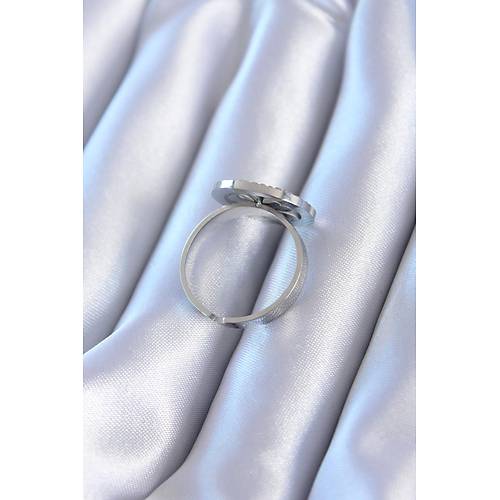 316L �elik G�m�� Renk Zirkon Ta�l� Yonca Model Kad�n Y�z�k