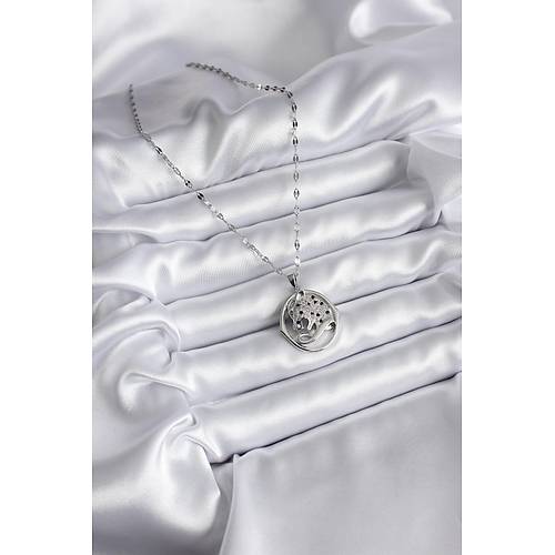 316L �elik G�m�� Renk Zirkon Ta�l� Jaguar Model Kad�n Kolye