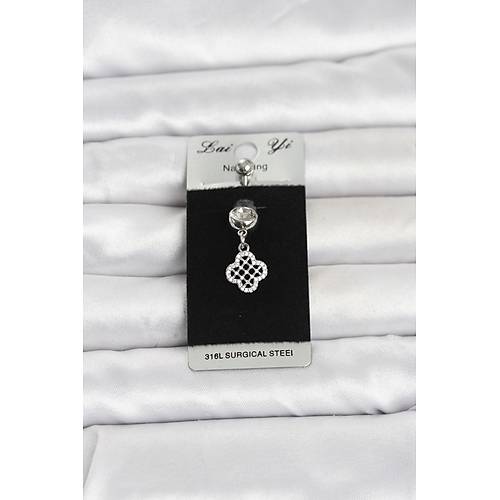 316L Cerrahi �elik Zirkon Ta�l� Sallant�l� Yonca Model G�bek Piercing