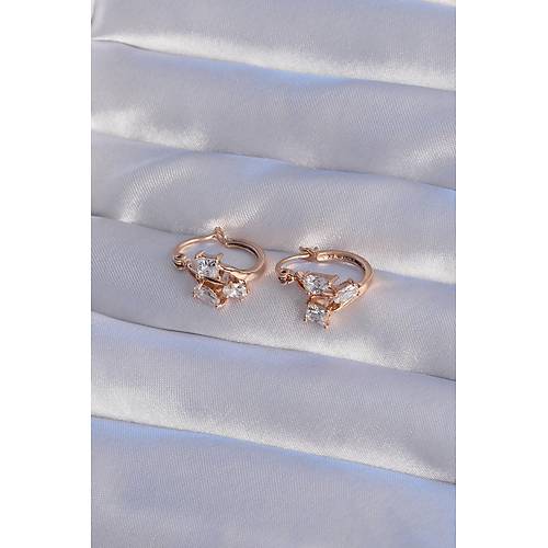 XUP�NG Rose Renk Zirkon Ta�l� Halka K�pe