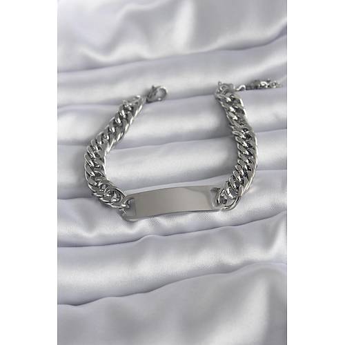 316L �elik G�m�� Renk �sim Yaz�labilir Plaka Model Kad�n Bileklik