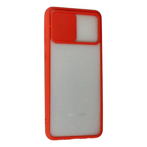 Galaxy A02 K�l�f Palm Buzlu Kamera S�rg�l� Silikon - K�rm�z�