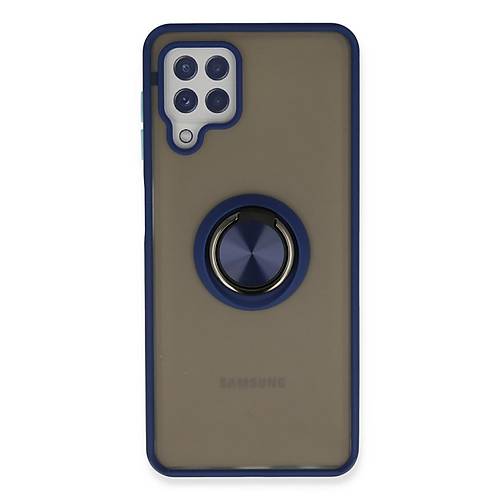 Galaxy A22 K�l�f Montreal Y�z�kl� Silikon Kapak - Lacivert