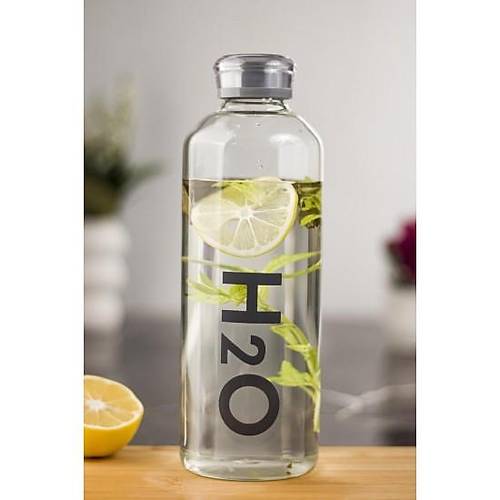 H2o Borosilikat Cam Matara Vakum Kapakl� Su �i�esi Suluk Gri 1000 ML