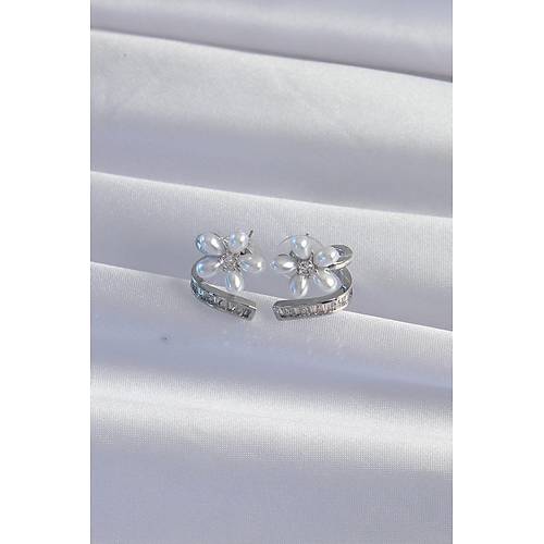 Pirin� G�m�� Renk Zirkon Ta�l� K�vr�ml� �nci �i�ek K�pe