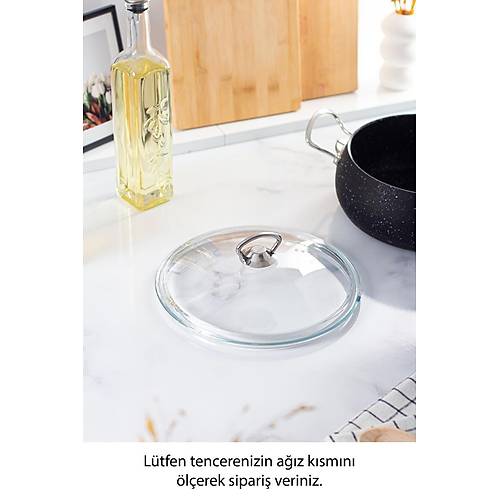 22 Cm Tencere & Tava & Sahan i�in Metal Kulplu Cam Kapak (T�M TENCERELERE UYUMLUDUR)