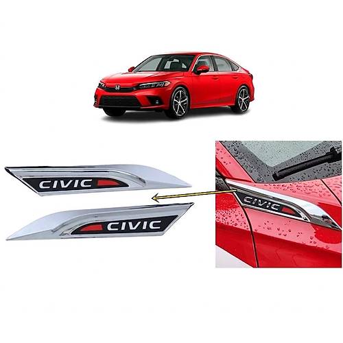 Honda Civic FE1 2022 ve Sonras� Uyumlu �amurluk �st� Ventil Dekoru Seti Krom