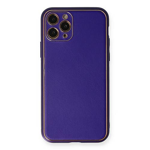 iPhone 11 Pro K�l�f Coco Deri Silikon Kapak - Mor