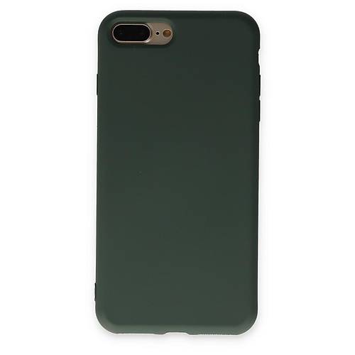 iPhone 7 Plus K�l�f Nano i�i Kadife Silikon - Koyu Ye�il