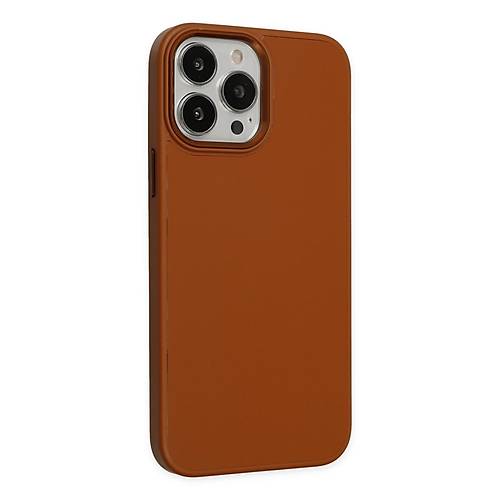 iPhone 13 Pro K�l�f Asya Deri Silikon - Kahverengi