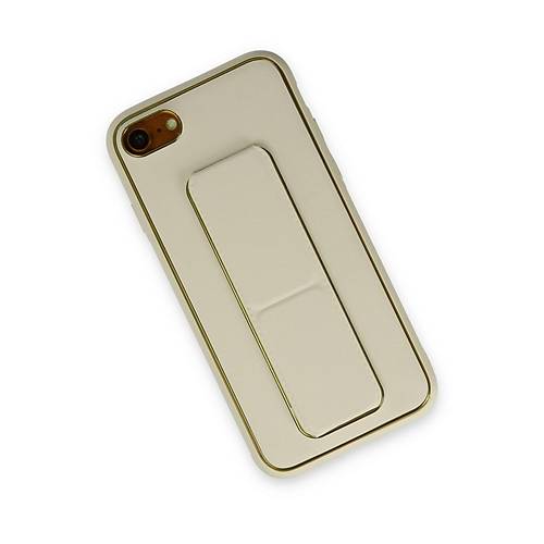 iPhone 7 K�l�f Coco Deri Standl� Kapak - Beyaz