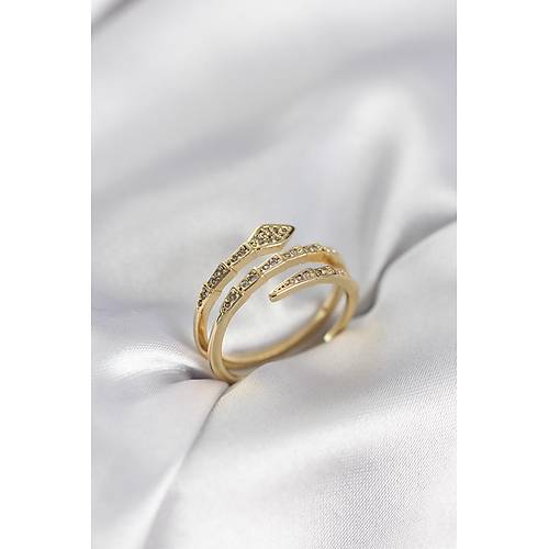 Y�lan Model Gold Renk Zirkon Ta�l� Kad�n Y�z�k