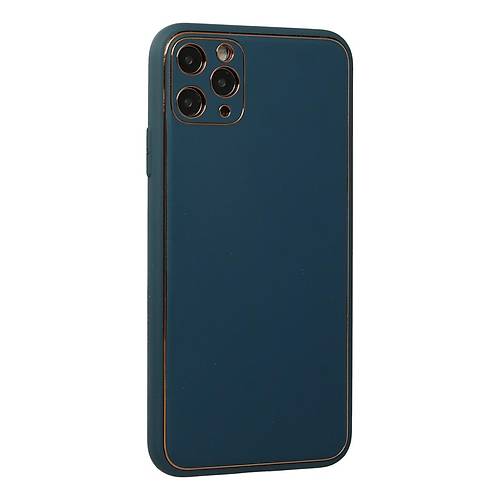 iPhone 11 Pro Max K�l�f Coco Deri Silikon Kapak - Mavi