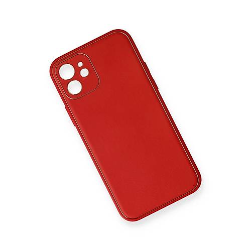 iPhone 12 Mini K�l�f Coco Deri Silikon Kapak - K�rm�z�