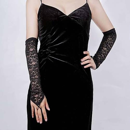 Parmak Ask�l� Zarif Gece ��kl��� Dantel Eldiven 40 cm