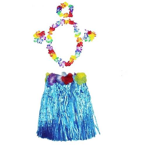 Luau Aloha Hawaii Partisi Etek Ta� ve Bileklik Seti Mavi