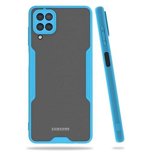 Galaxy A22 K�l�f Platin Silikon - Mavi