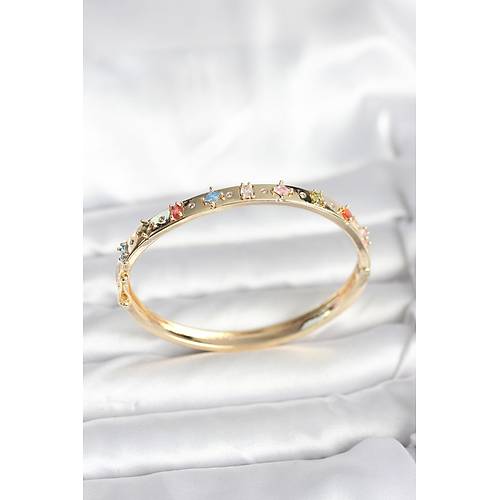 Pirin� Gold Renk Zirkon Ta�l� Kelep�e Bileklik