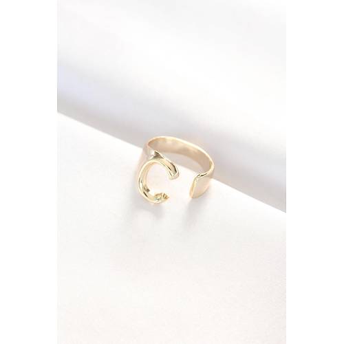 C Harfli Alt�n Renk Ayarlanabilir Y�z�k