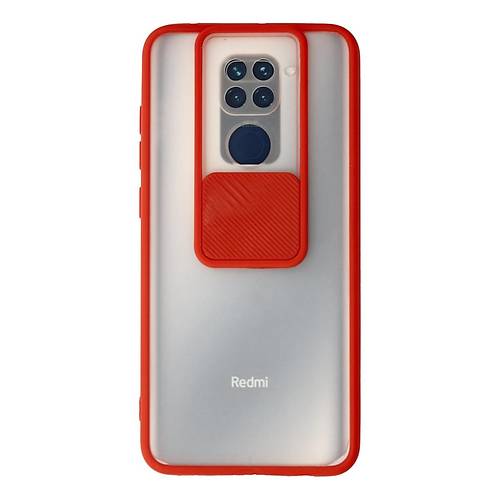 Redmi Note 9 K�l�f Palm Buzlu Kamera S�rg�l� Silikon - K�rm�z�