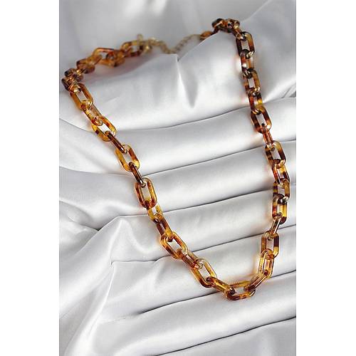 Leopar Desenli Mika Zincir Kad�n Kolye